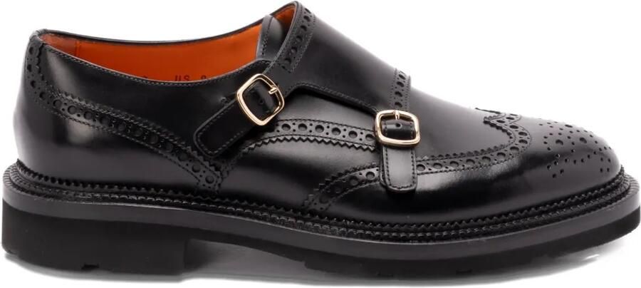 Santoni Gespschoenen met dubbel bandje Zwart