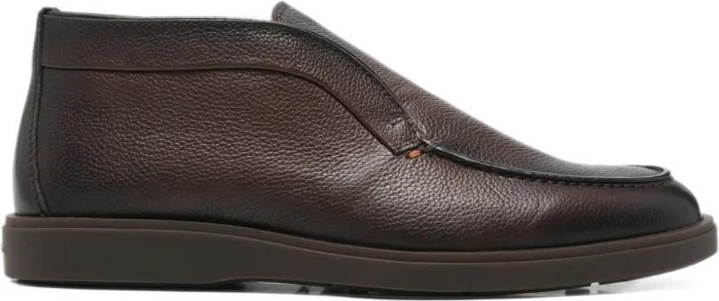 Santoni Loafers van leer met textuur Bruin