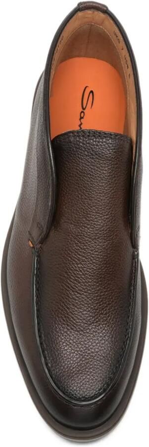 Santoni Loafers van leer met textuur Bruin - Foto 3