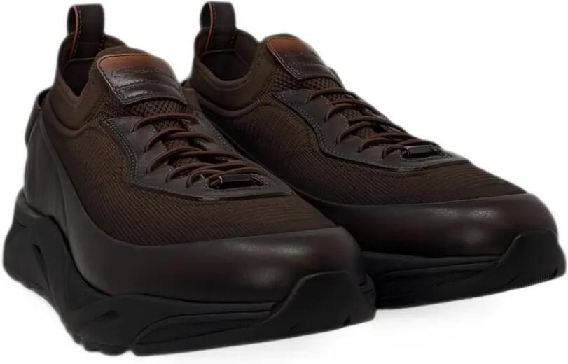 Santoni Inno Calza panelled sneakers Bruin - Foto 4