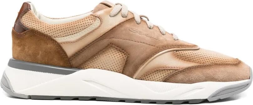 Santoni Innova geperforeerde sneakers Bruin
