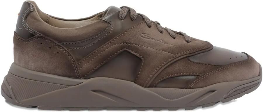 Santoni Innova leren suède sneakers Bruin