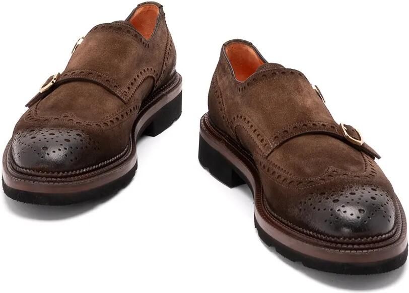 Santoni Kalamabuck loafers met dubbele bandjes Bruin - Foto 3