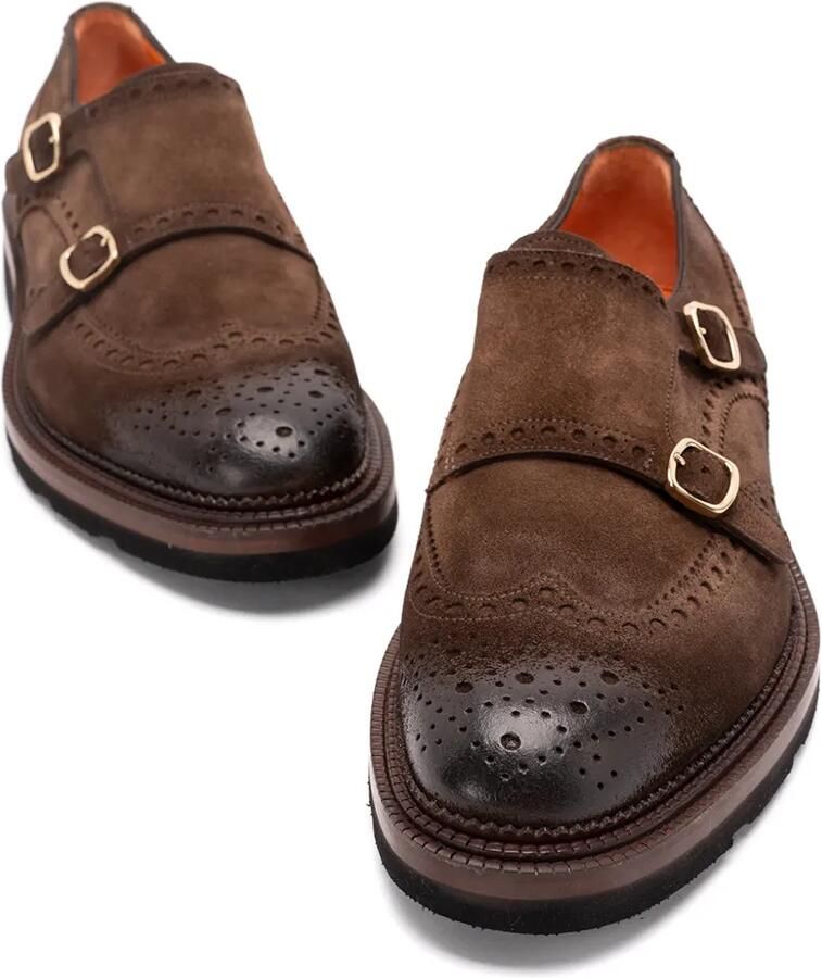 Santoni Kalamabuck loafers met dubbele bandjes Bruin - Foto 2