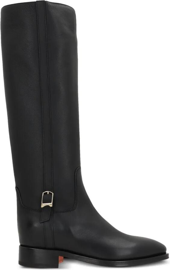 Santoni Knielaarzen met gespdetail Zwart