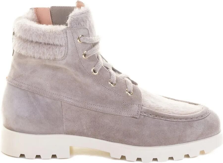 Santoni Laarzen met afwerking van bont Grijs