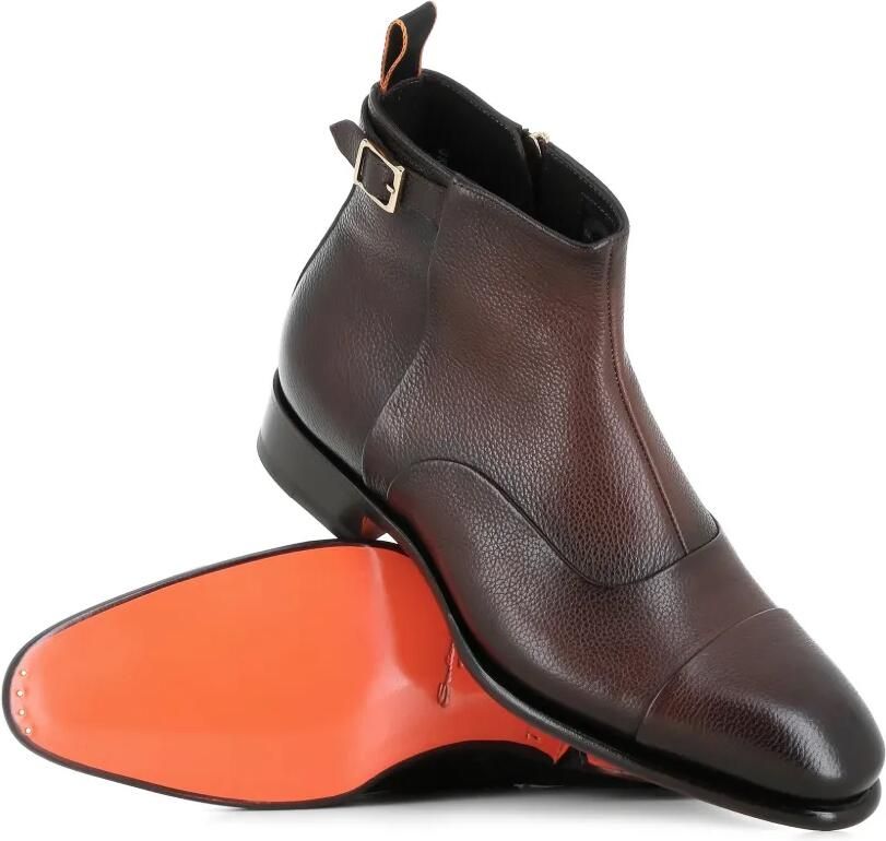 Santoni Laarzen met textuur en gespdetail Bruin - Foto 2