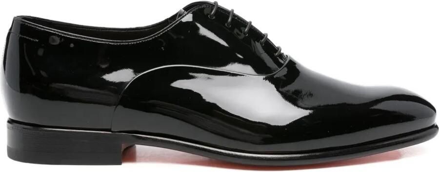 Santoni Lakleren Oxford schoenen met veters Zwart