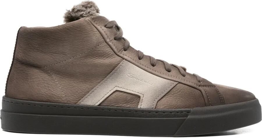 Santoni Lammy en leren sneakers Bruin