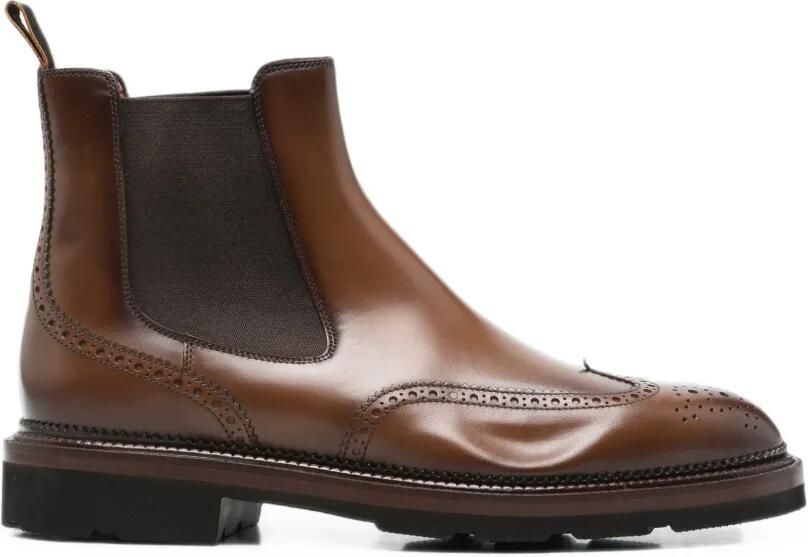 Santoni Leren brogue enkellaarzen Bruin