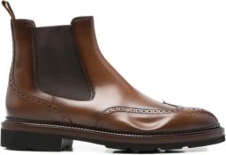 Santoni Leren brogue enkellaarzen Bruin