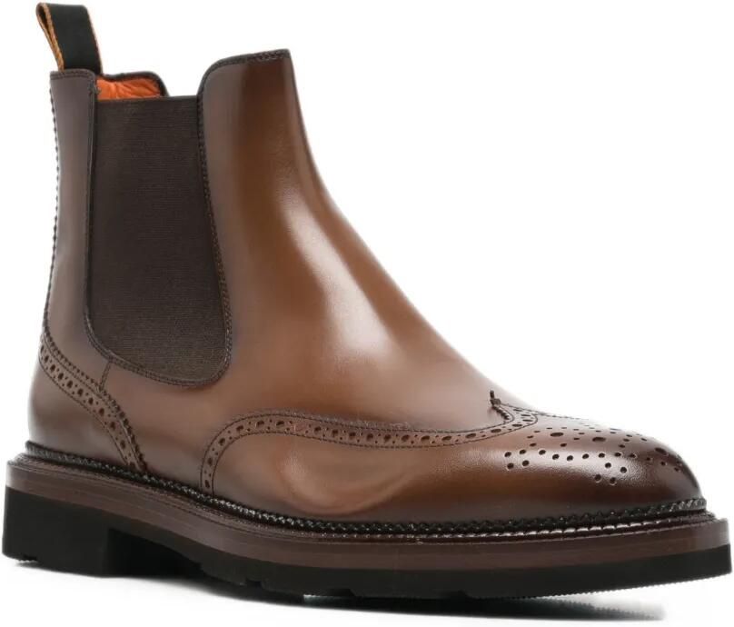 Santoni Leren brogue enkellaarzen Bruin - Foto 2
