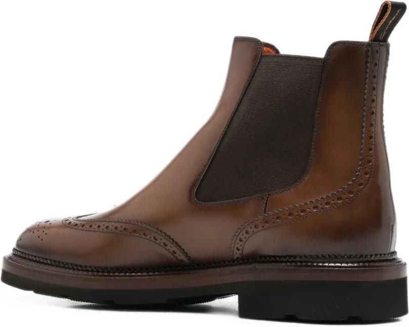 Santoni Leren brogue enkellaarzen Bruin - Foto 3