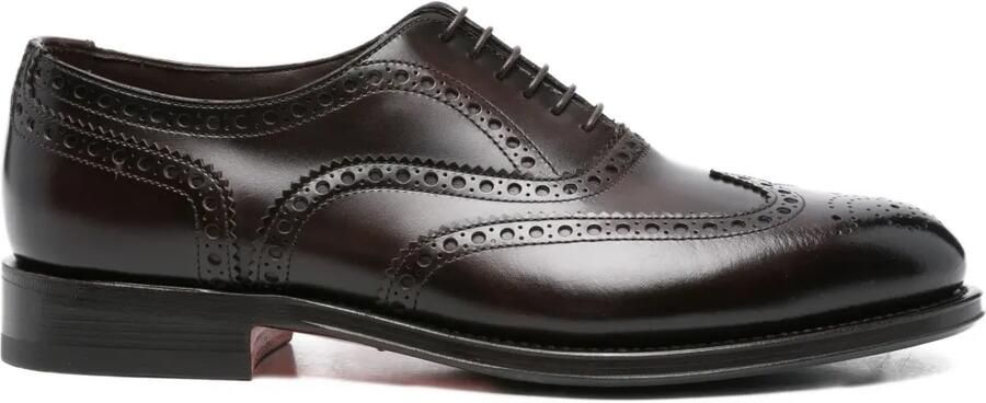 Santoni Leren Brogue Oxford schoenen Zwart