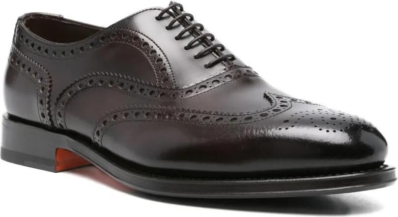 Santoni Leren Brogue Oxford schoenen Zwart - Foto 2