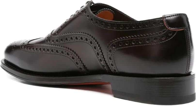 Santoni Leren Brogue Oxford schoenen Zwart - Foto 3
