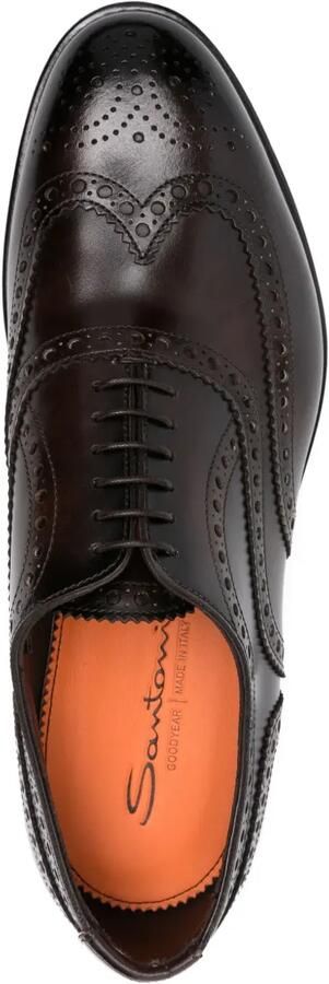 Santoni Leren Brogue Oxford schoenen Zwart - Foto 4