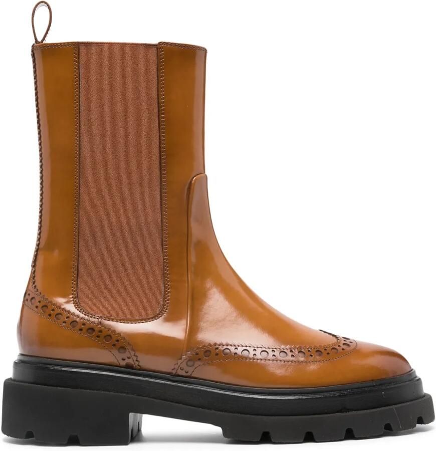Santoni Leren Chelsea laarzen Bruin