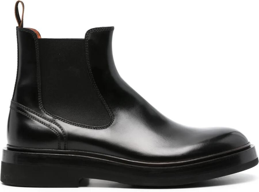 Santoni Leren Chelsea laarzen Zwart