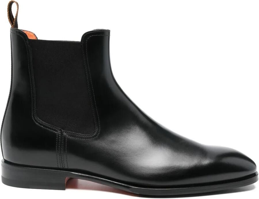 Santoni Leren Chelsea laarzen Zwart