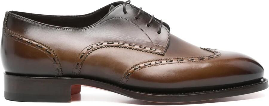 Santoni Leren derby schoenen Bruin