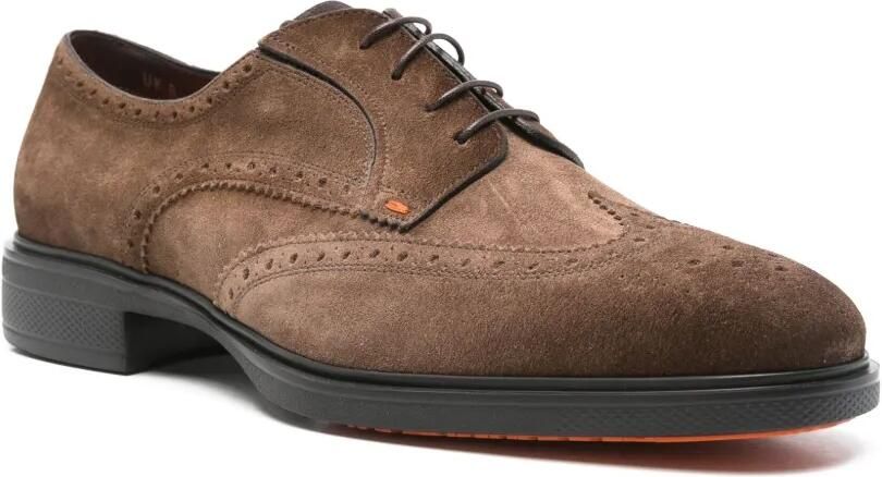 Santoni Leren derby schoenen Bruin - Foto 3