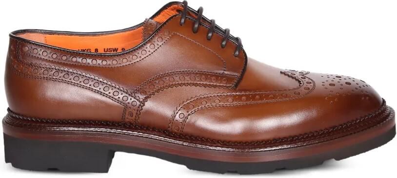 Santoni Leren derby schoenen Bruin