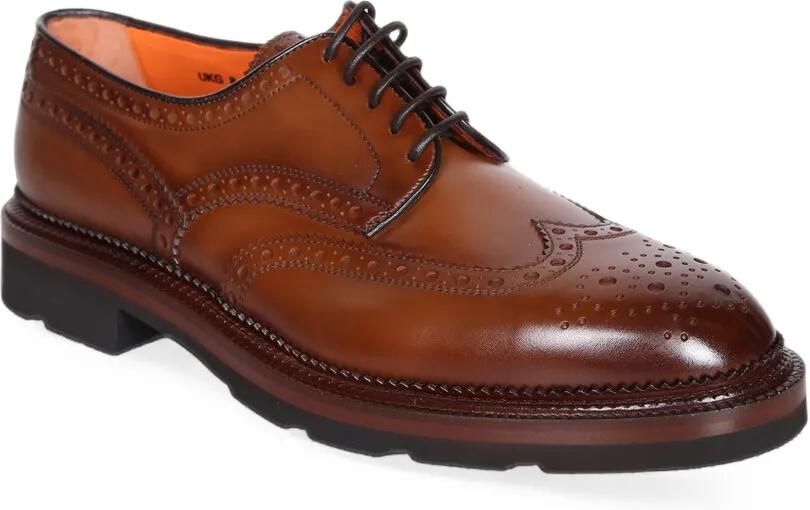 Santoni Leren derby schoenen Bruin - Foto 3