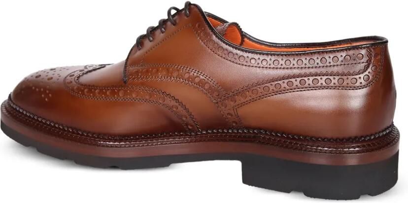 Santoni Leren derby schoenen Bruin - Foto 4