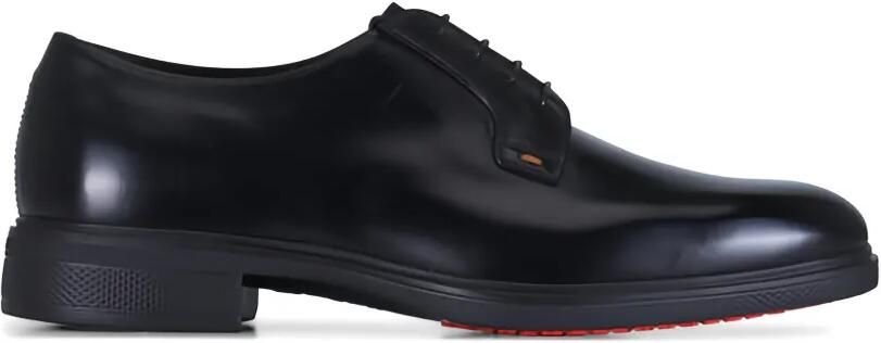 Santoni Leren derby schoenen Zwart