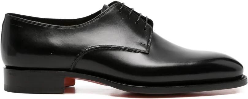 Santoni Leren Derby veterschoenen Zwart