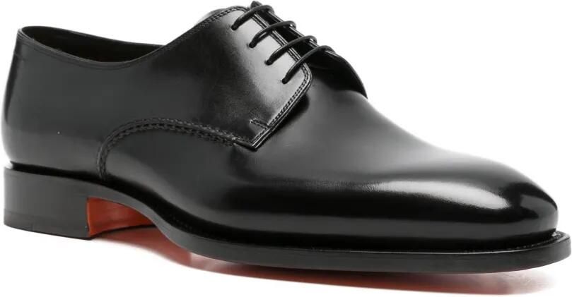 Santoni Leren Derby veterschoenen Zwart - Foto 3