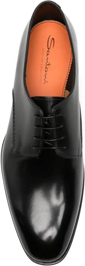 Santoni Leren Derby veterschoenen Zwart - Foto 4