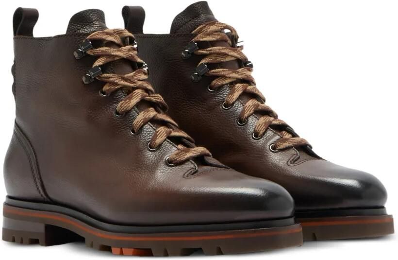 Santoni Leren enkellaarzen met veters Bruin - Foto 3
