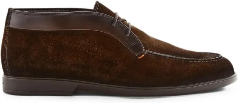 Santoni Leren enkellaarzen met vlakken Bruin