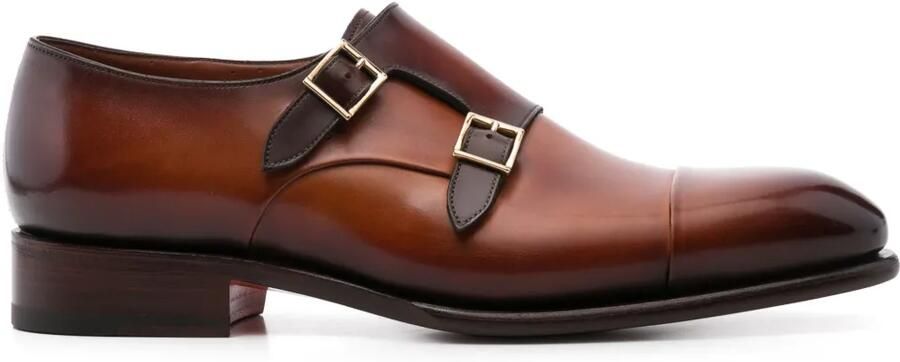 Santoni Leren gespschoenen Bruin