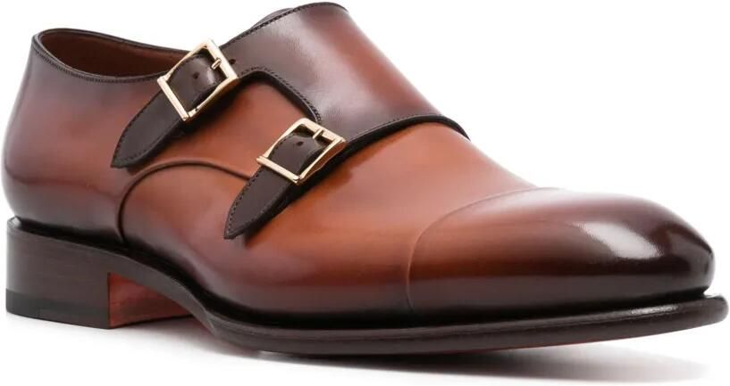 Santoni Leren gespschoenen Bruin - Foto 2