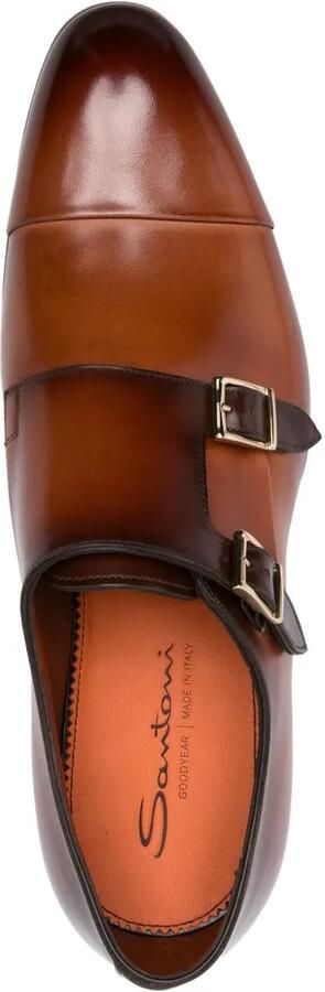 Santoni Leren gespschoenen Bruin - Foto 4