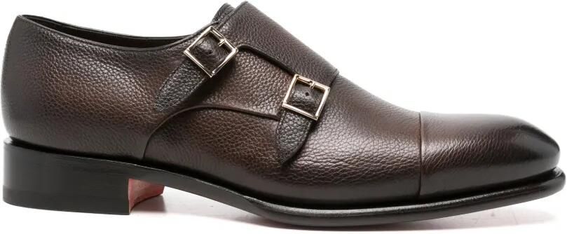 Santoni Leren gespschoenen met dubbele bandjes Bruin