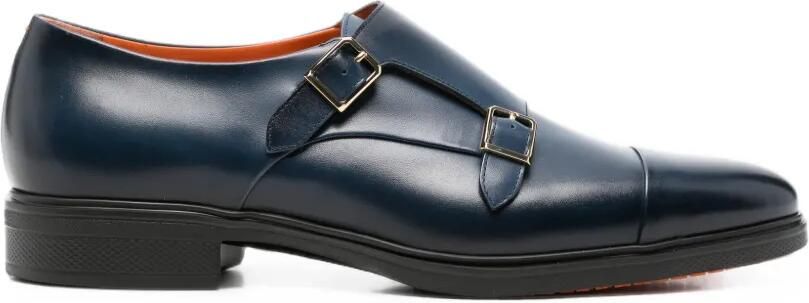 Santoni Leren gespschoenen met dubbele gespbandjes Blauw