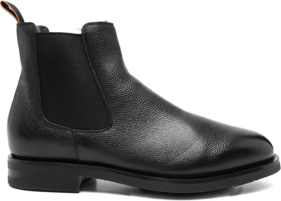 Santoni Leren laarzen met elastisch vlak Zwart