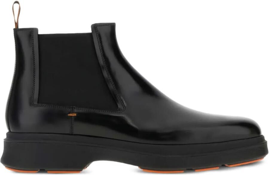 Santoni Leren laarzen met elastisch vlak Zwart