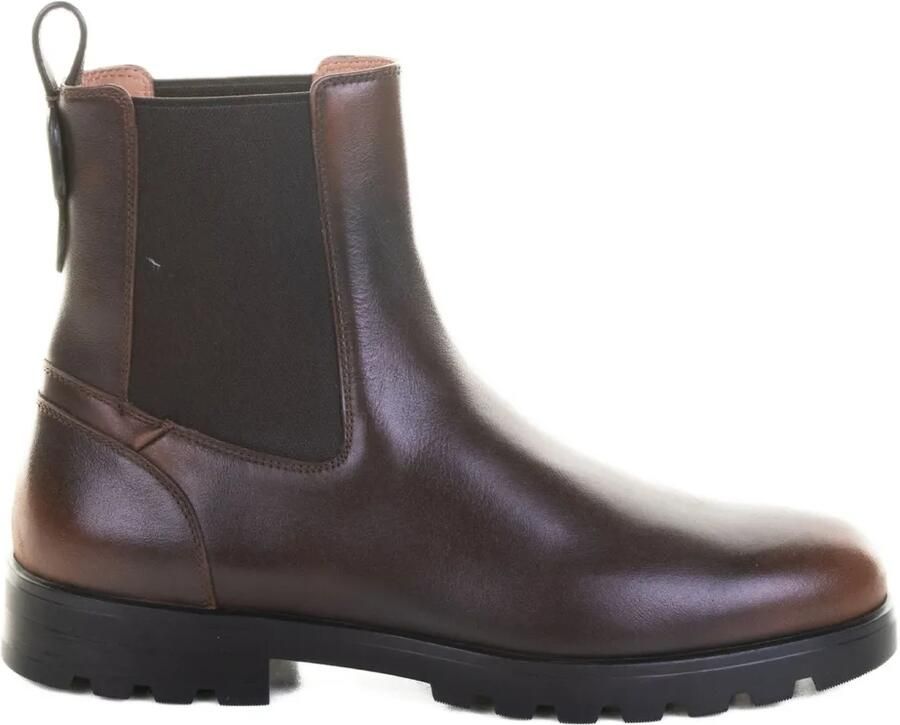 Santoni Leren laarzen met elastische vlakken Bruin