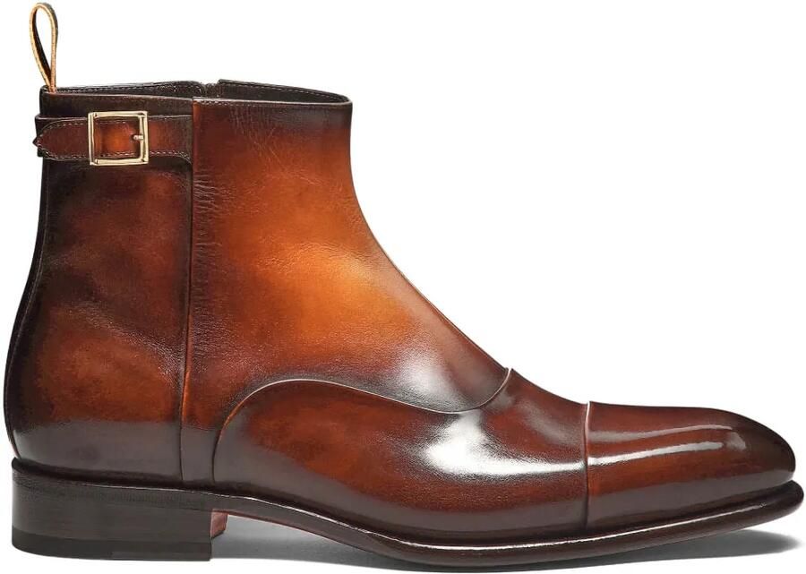 Santoni Leren laarzen met rits Bruin