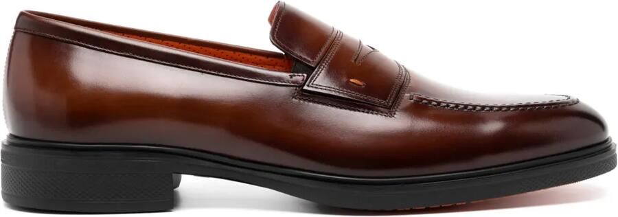 Santoni Leren loafers Bruin