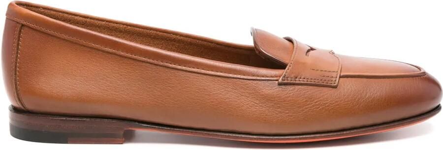 Santoni Leren loafers Bruin