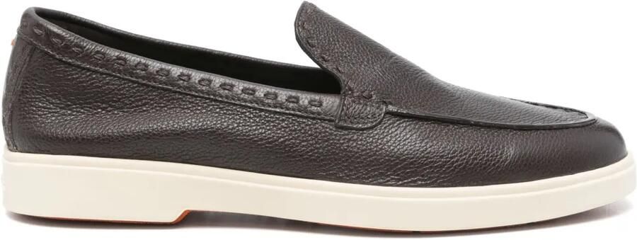 Santoni Leren loafers Bruin
