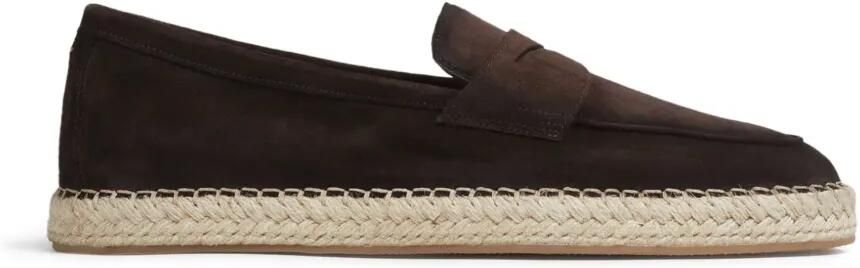 Santoni Leren loafers Bruin