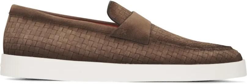 Santoni Leren loafers Bruin