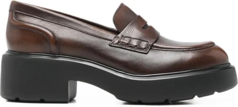 Santoni Leren loafers Bruin